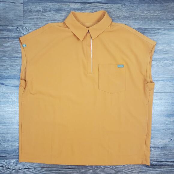 Mediclo Scrub Top Polo Collar Sz L Performance Fabric 2-Button Placket Stripe - Picture 6 of 11